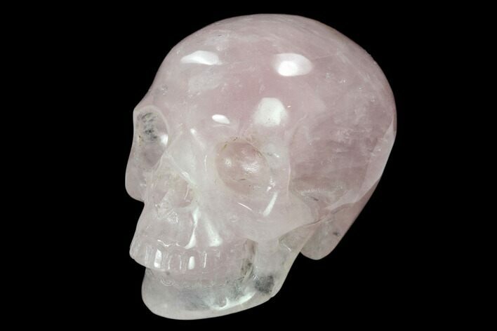 Realistic, Polished Brazilian Rose Quartz Crystal Skull #151065